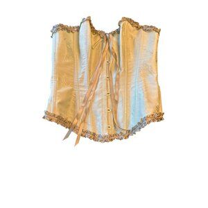 Elegant Sage Green Womens Corset Top Medium Lace-Up Back Coquette Fairy Sexy